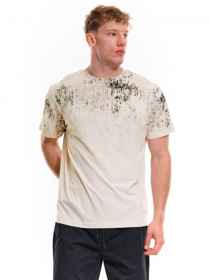 Bavlněné tričko s jednobarevným potiskem pánské