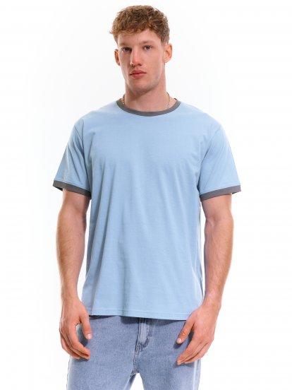 Męska bawełniana koszulka z kontrastowym dołem
