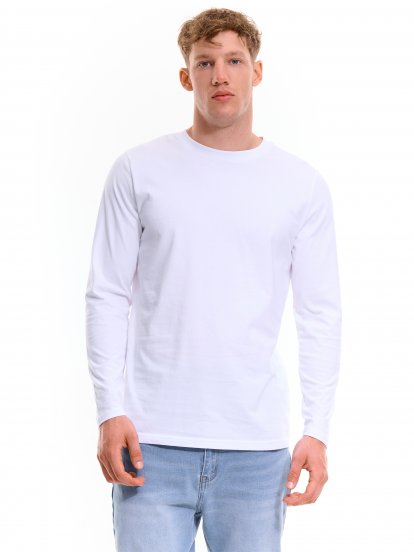 Bavlnené tričko slim fit s dlhým rukávom pánske