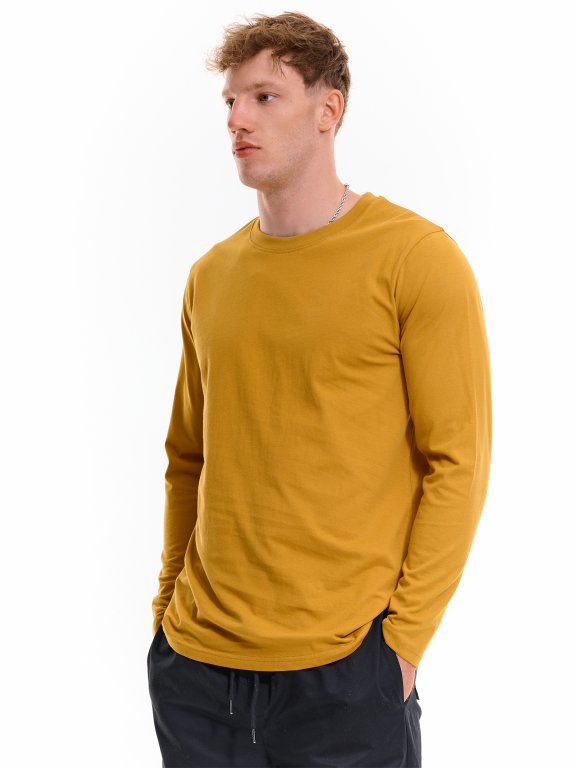 Męska bawełniana koszulka slim fit z długimi rękawami