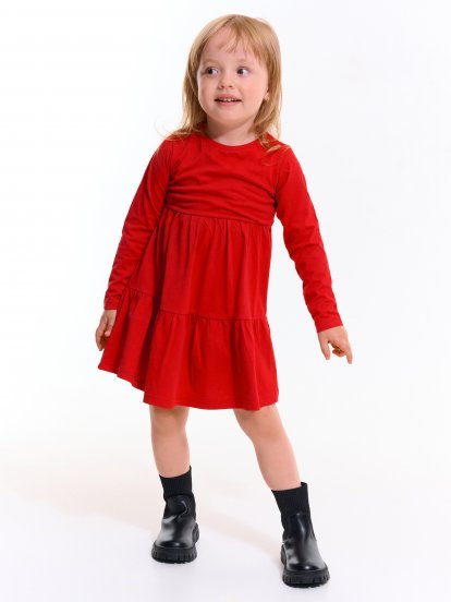 Bavlněné základní šaty s dlouhým rukávem dívčí