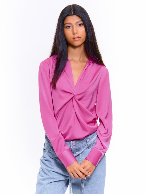 Satin blouse with knot