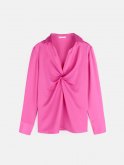 Satin blouse with knot