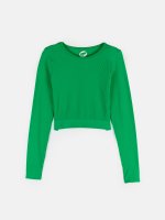 Cropped ribbed long sleeve top