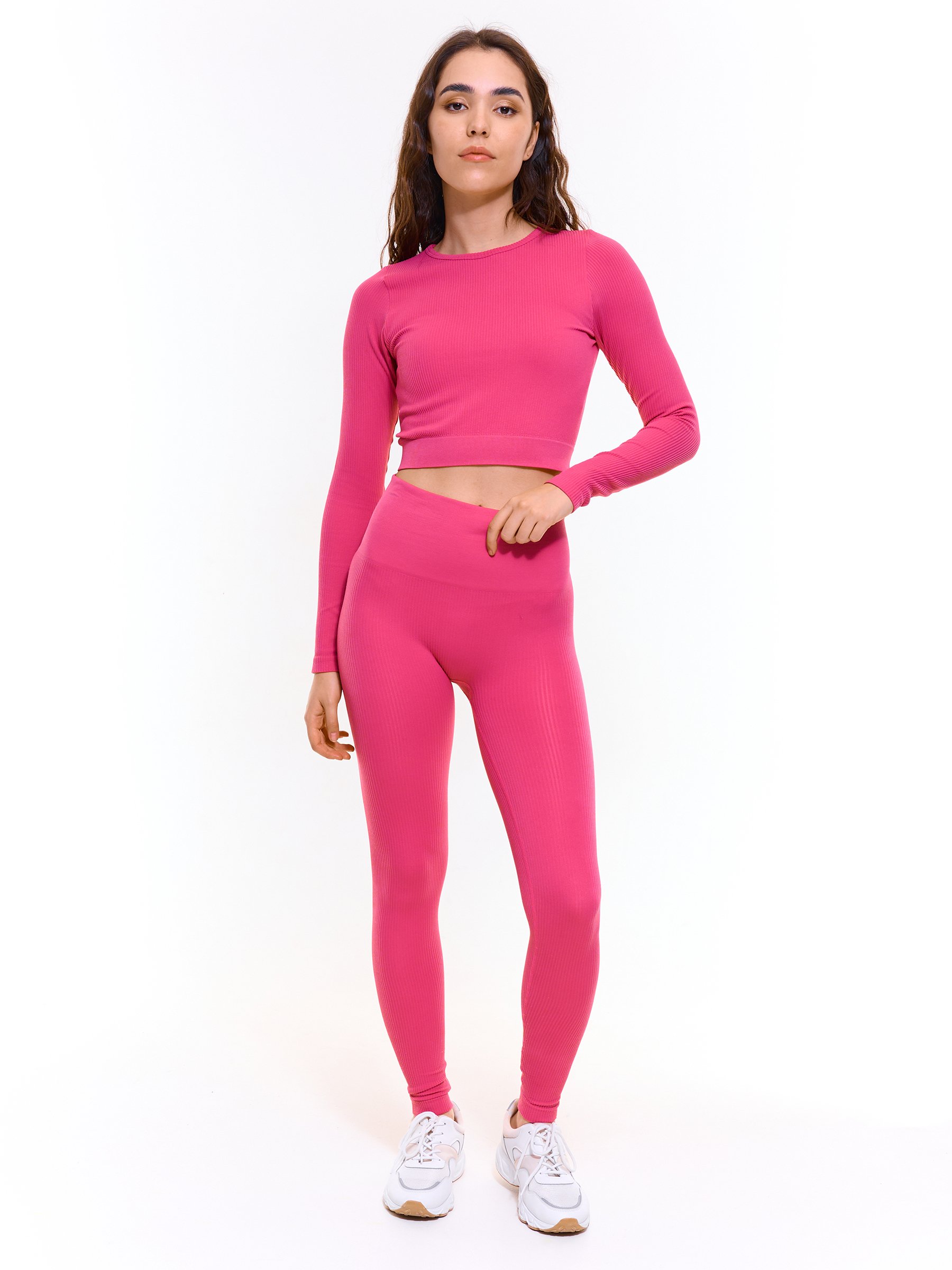 Womens Pink Seamless Fitness Leggings And Top Gym Set Activewear –  Styledup.co.uk