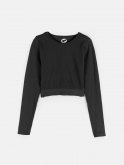 Cropped ribbed long sleeve top
