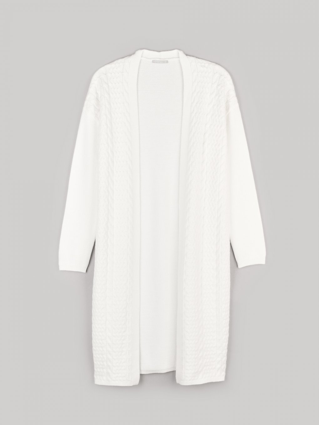 Cable-knit longline cardigan
