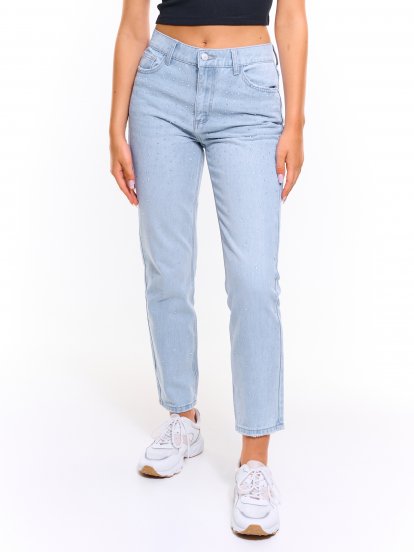 Mom fit jeans with stones