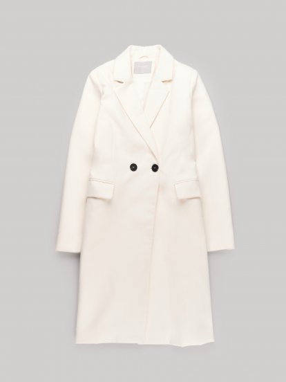 Jednofarebný kabát s vreckami dámsky