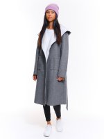Coat with hood and belt