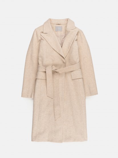 Viscose blend belted coat