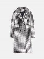 Double-breasted houndstooth coat