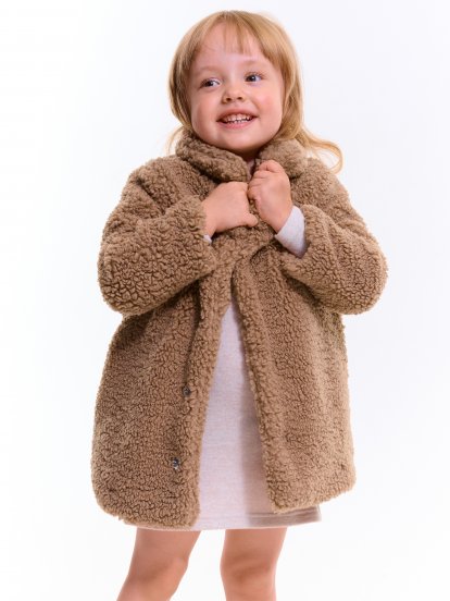 Kabát teddy z umělé kožešiny na knoflíky
