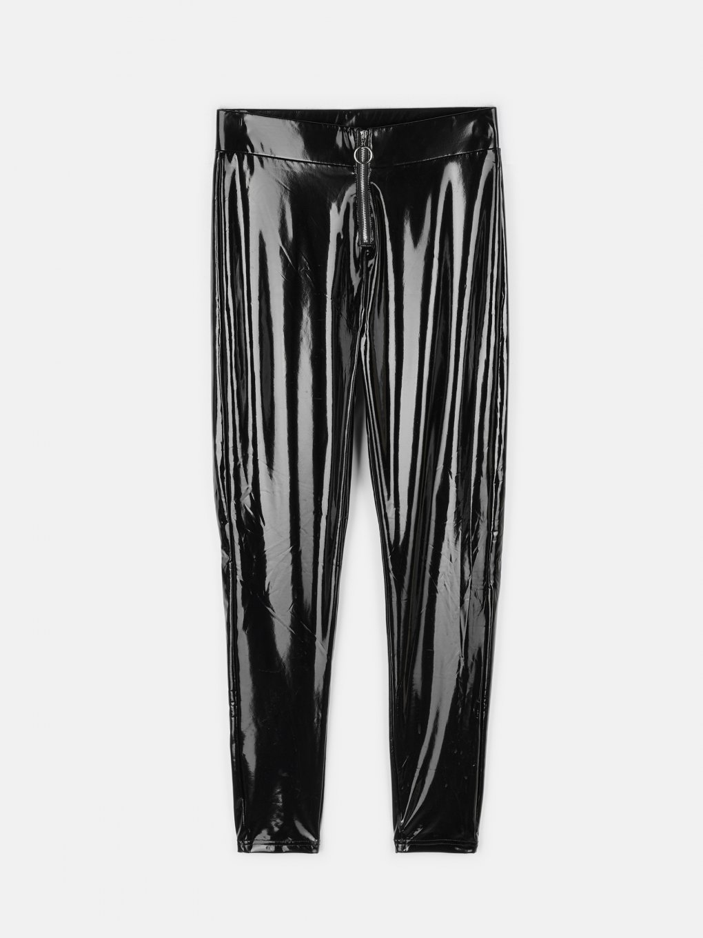 Vinyl effect leggings with zipper