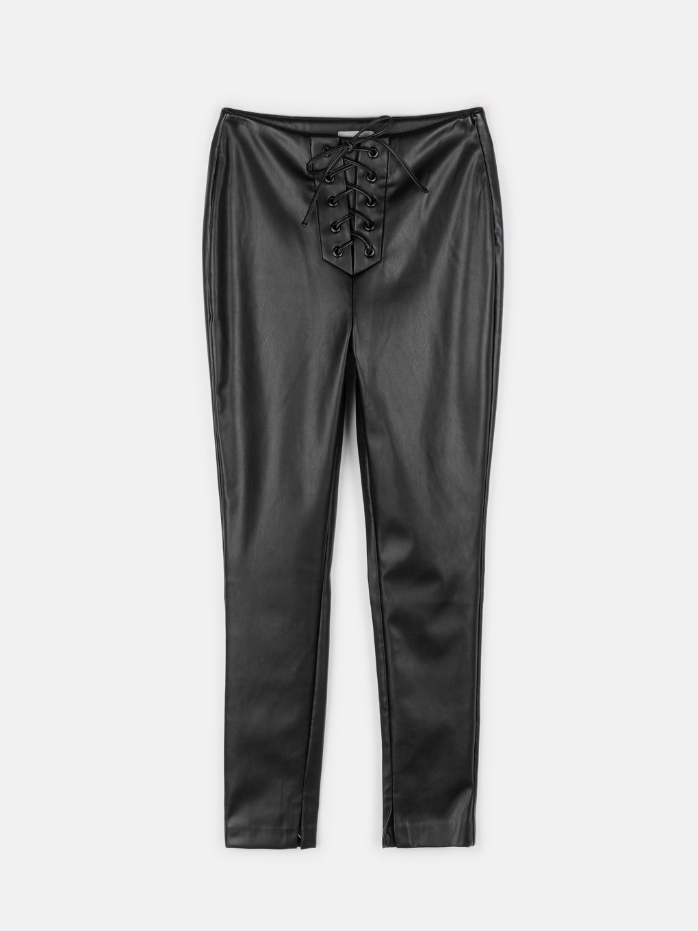 Drawstring waist faux leather pants