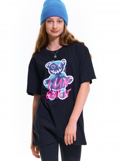 Oversize cotton t-shirt with graphic print