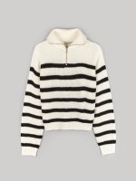 Striped pullover with zipper