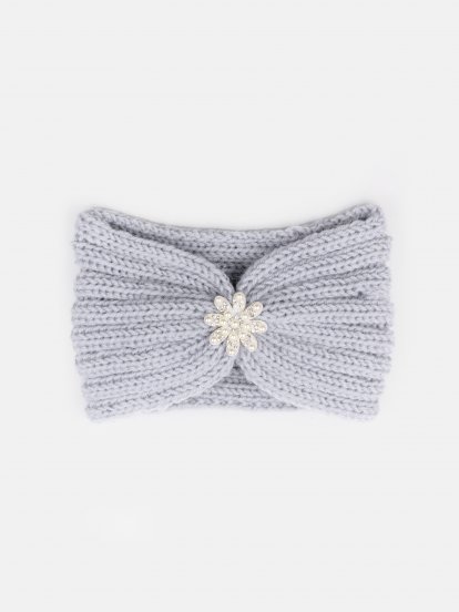 Knitted headband with embelishment