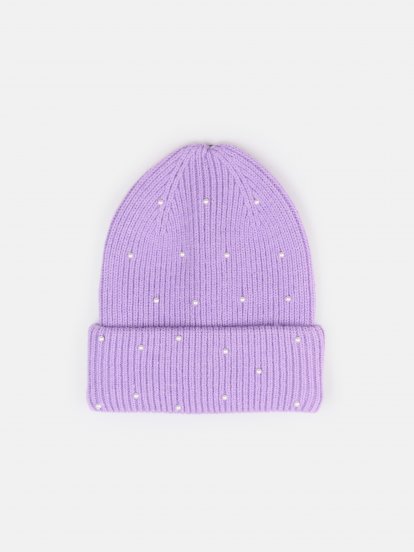 Knitted beanie with pearls