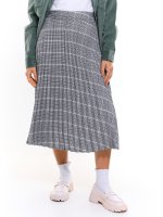 Plisovaná károvaná midi sukňa