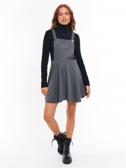Striped dungaree skirt