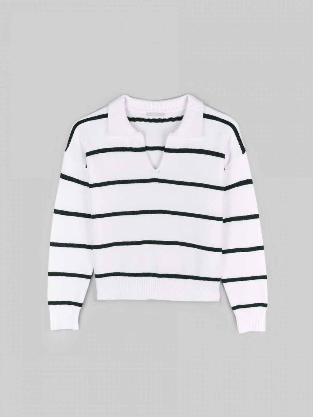 Striped pullover with polo collar