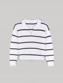 Striped pullover with polo collar
