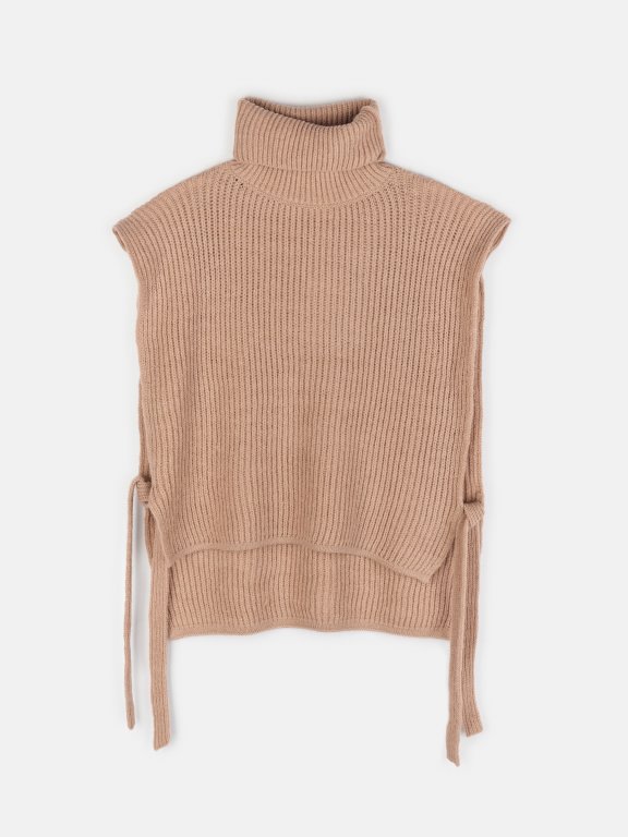 Roll neck vest with side lacing