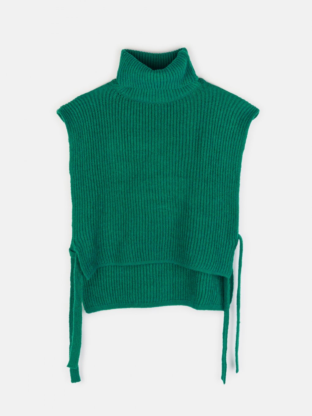 Roll neck vest with side lacing