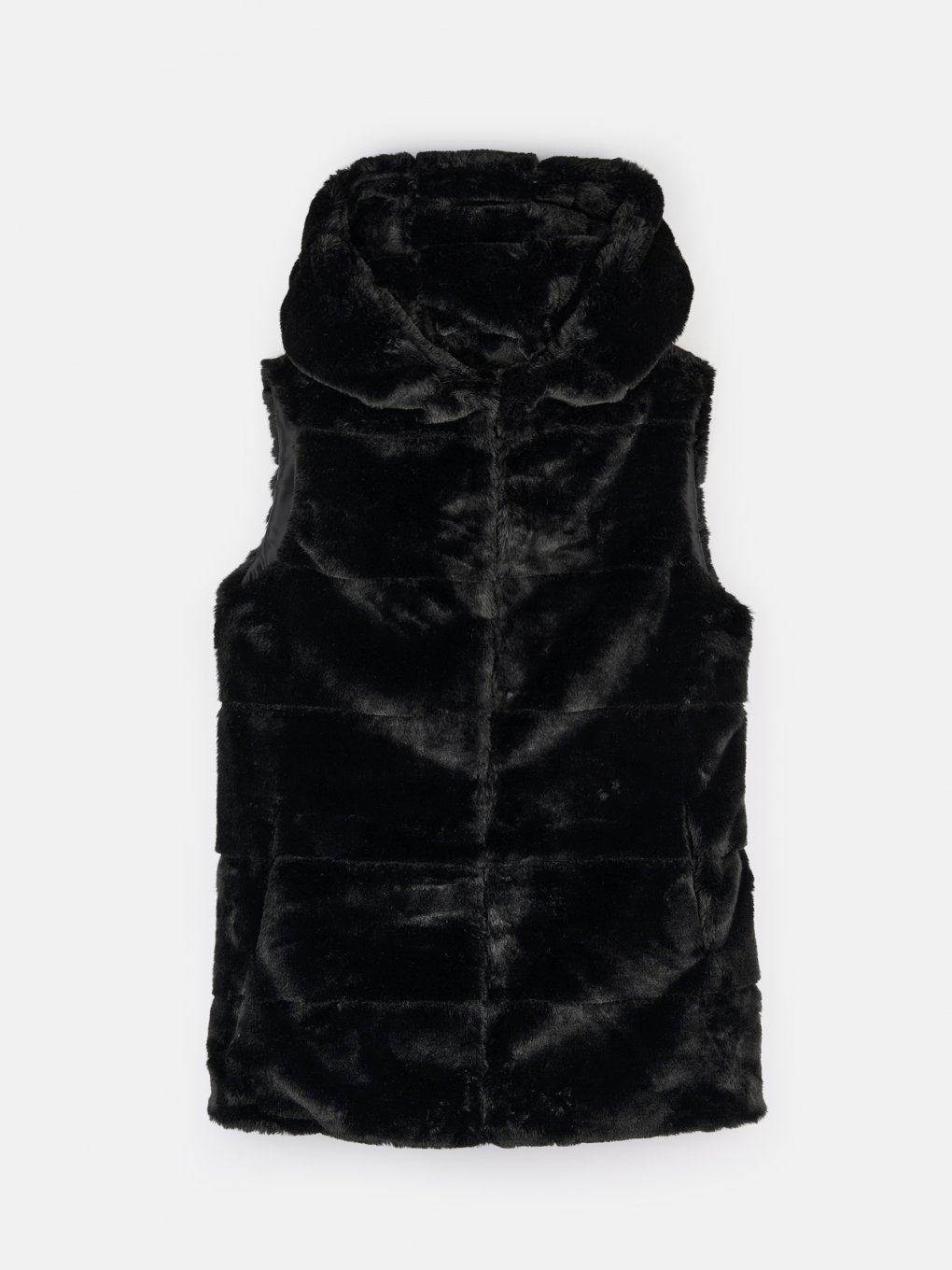 Faux fur vest with hood