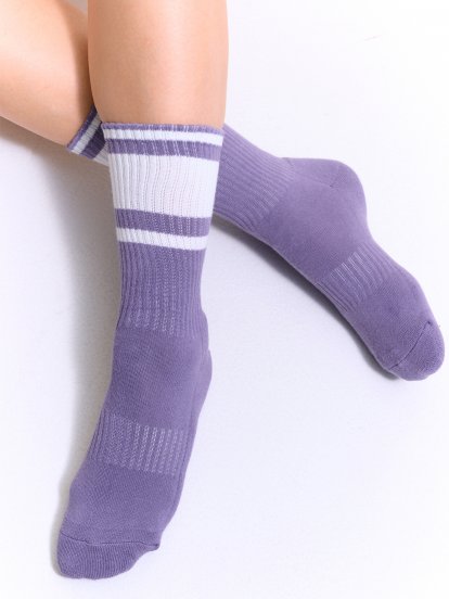 Vysoké rebrované ponožky dámske