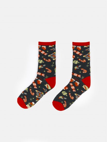 Printed christmas crew socks