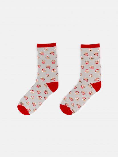 Ladies printed christmas crew socks