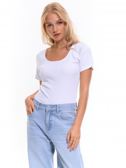 Základné basic rebrované tričko s krátkym rukávom dámske