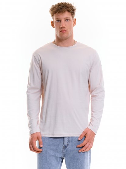 Základné bavlnené tričko s dlhým rukávom pánske