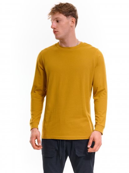 Základné bavlnené tričko slim fit s dlhým rukávom pánske
