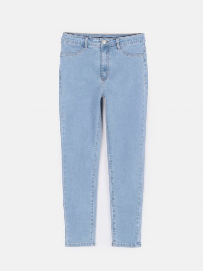 Základní elastické skinny jeansy s vysokým pasem