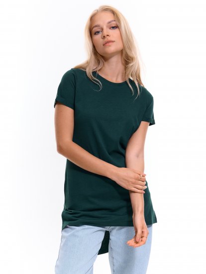 Klasyczny t-shirt damski z mieszanki bawełny