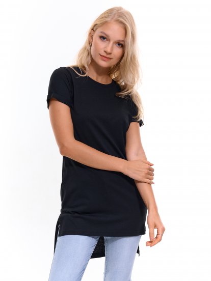 Klasyczny t-shirt damski z mieszanki bawełny