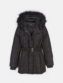 Winter belted jacket with faux fur