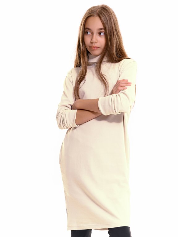 Cotton dress with roll neck