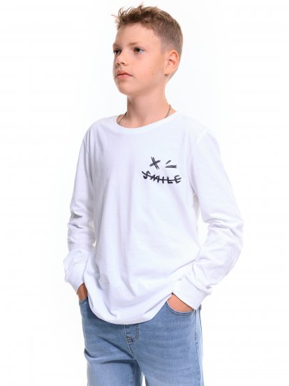 Bawełniana koszulka z długim rękawem i nadrukiem dla chłopców