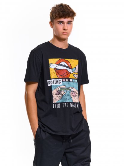 Bawełniana koszulka męska z nadrukiem graficznym