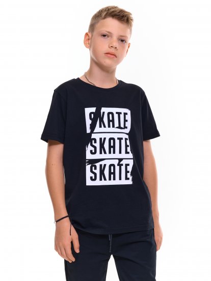 Chłopięca bawełniana koszulka z napisem Skate