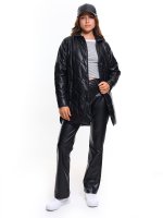 Ladies faux leather quilted jacket