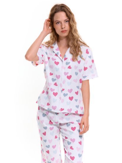 Women's pajama shirt with hearts