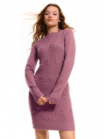 Ladies knitted dress with pearls