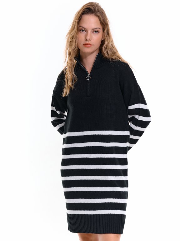 Black and white striped jumper dress hot sale