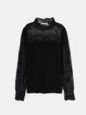 Rollneck T-shirt with long lace sleeve