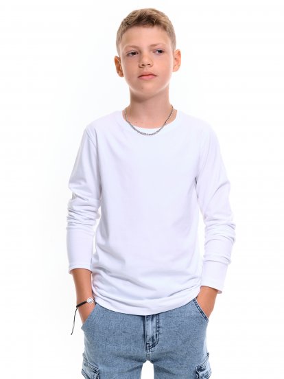 Elastyczna koszulka z długim rękawem bez nadruku dla chłopców